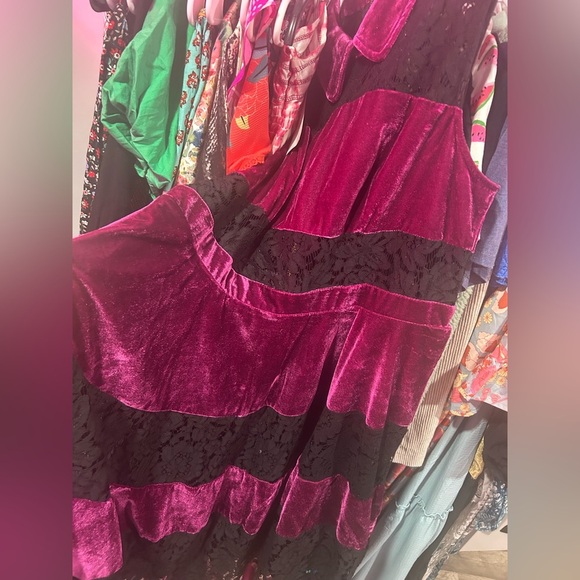 Venus Velvet & Lace Purple Black Dress sz 16 - Picture 6 of 6